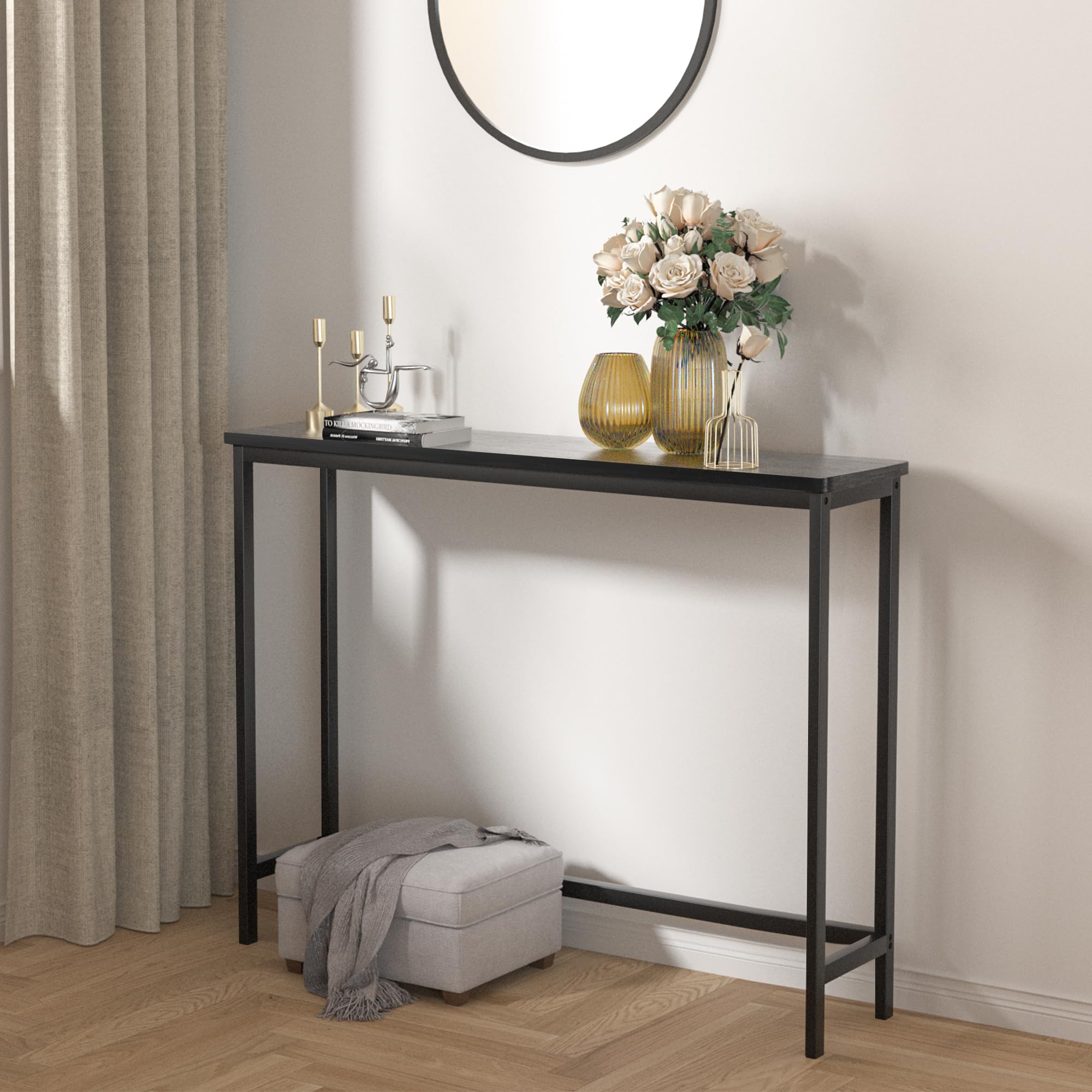 Console Table, Entryway Table, Narrow Sofa Table, 39" Bamboo Hallway Table