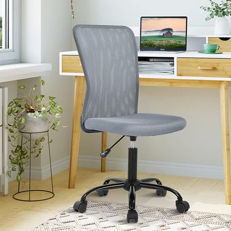 Small Office Chair, Armless Desk Chair with Wheels, Ergonomic Computer Chair