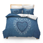 Comforter Set for Boys Kids Full Fabric Jeans Texture Cloth Material Clothes Fashion Heart