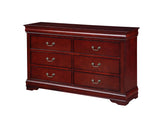 Acme Louis Philippe Rectangular Wood 6-Drawer Dresser in Cherry