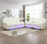 Leather Recliner Sofa Set with LED Lights,Power Reclining Sofa and Loveseat Set