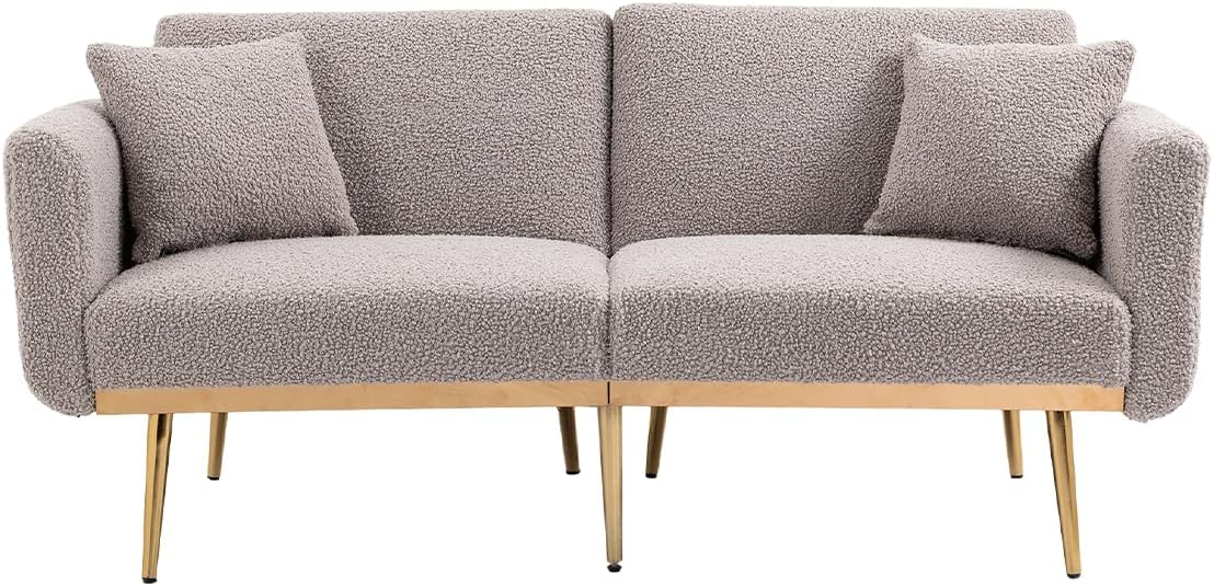 65" Teddy Sofa Couch,Convertible Futon Sofa Bed,Comfy Recliner Couch