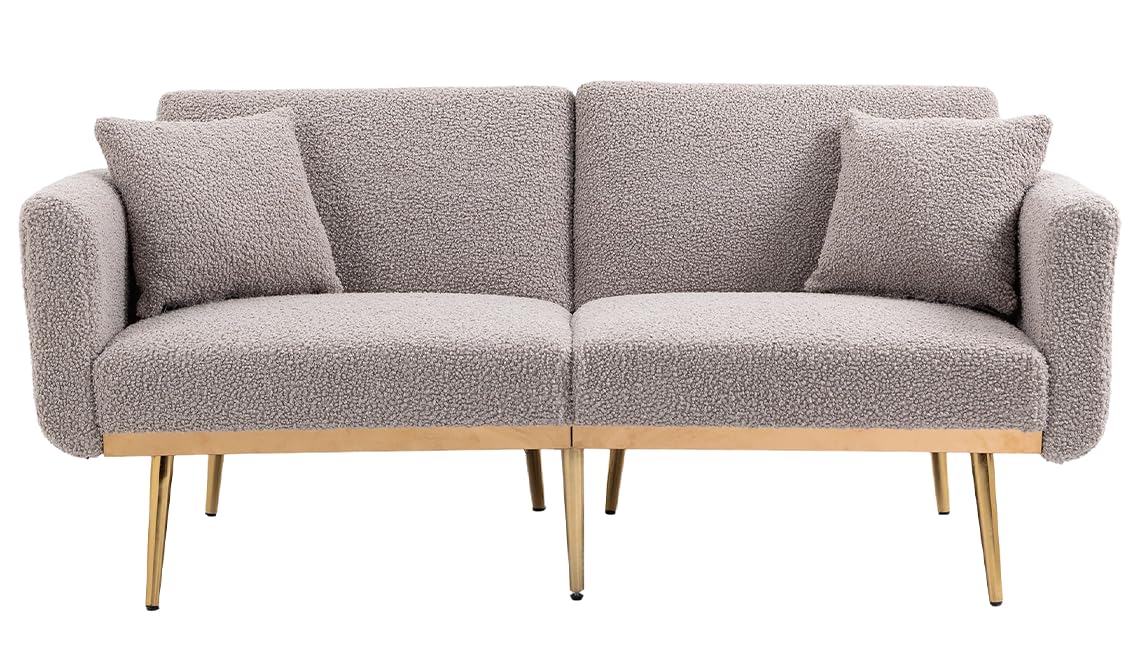 65" Teddy Sofa Couch,Convertible Futon Sofa Bed,Comfy Recliner Couch