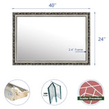 Rectangle Bathroom Wall Mirror - Silver Frame 40" x 24"