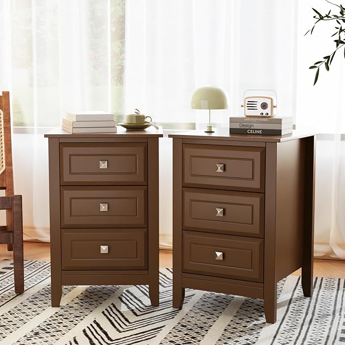 Wooden Black Nightstand Stylish