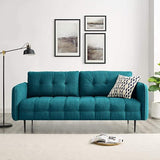 Cameron Tufted Performance Velvet Sofa in Sea Blue