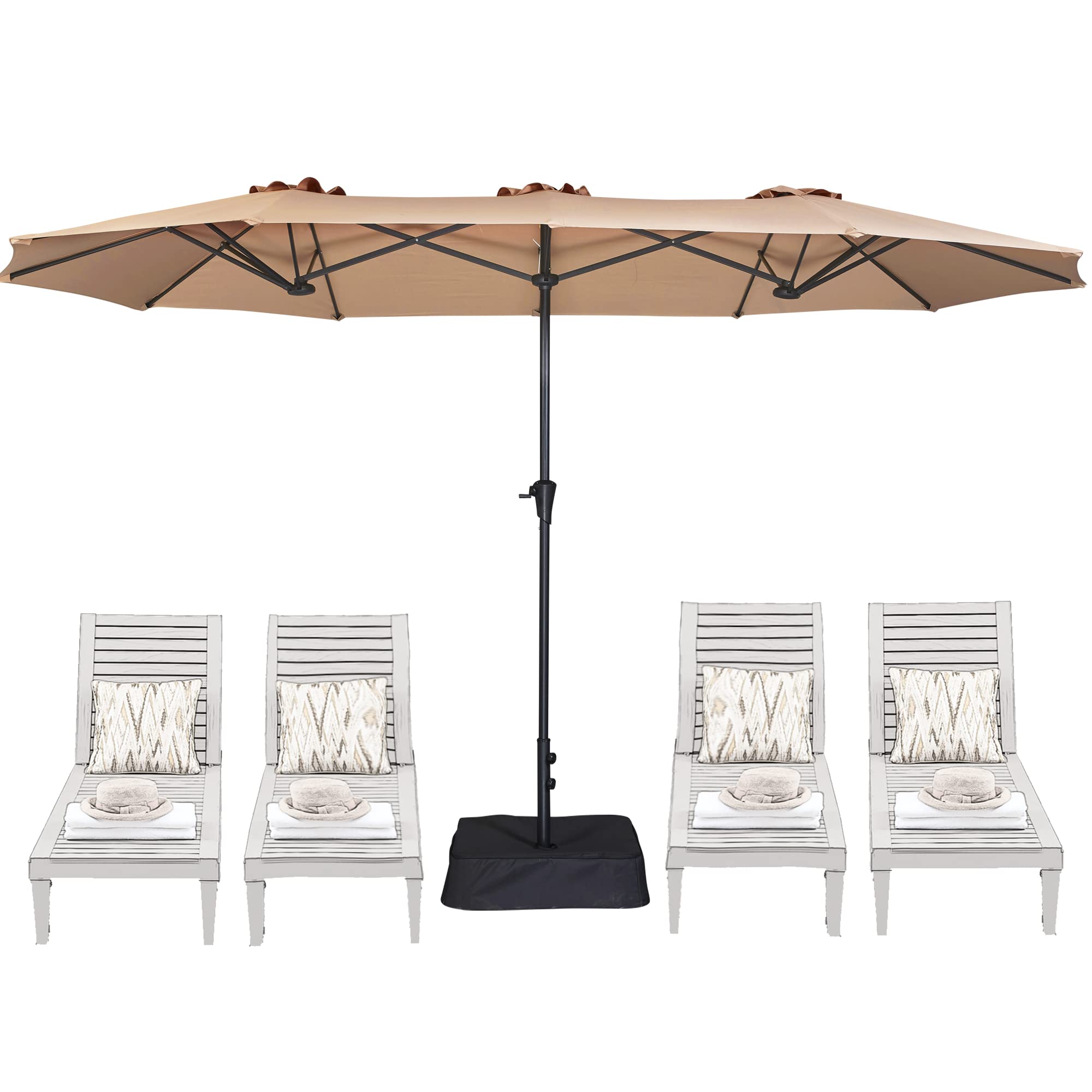 13FT Outdoor Patio Umbrella with Base Included, Double Sided Pool Umbrellas