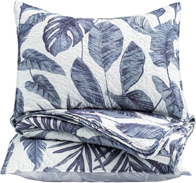 Tropical Plants Quilt Set Queen Size 3 Pieces