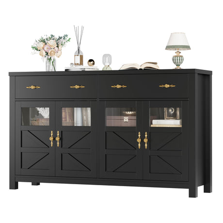 Buffet Cabinet with Storage, 55.1" Large Sideboard Buffet Cabinet, Farmhouse Sideboard