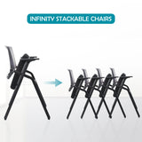 Conference Room Chairs, Folding Office Desk Chair with Lumbar Support and Sliding Armrest,