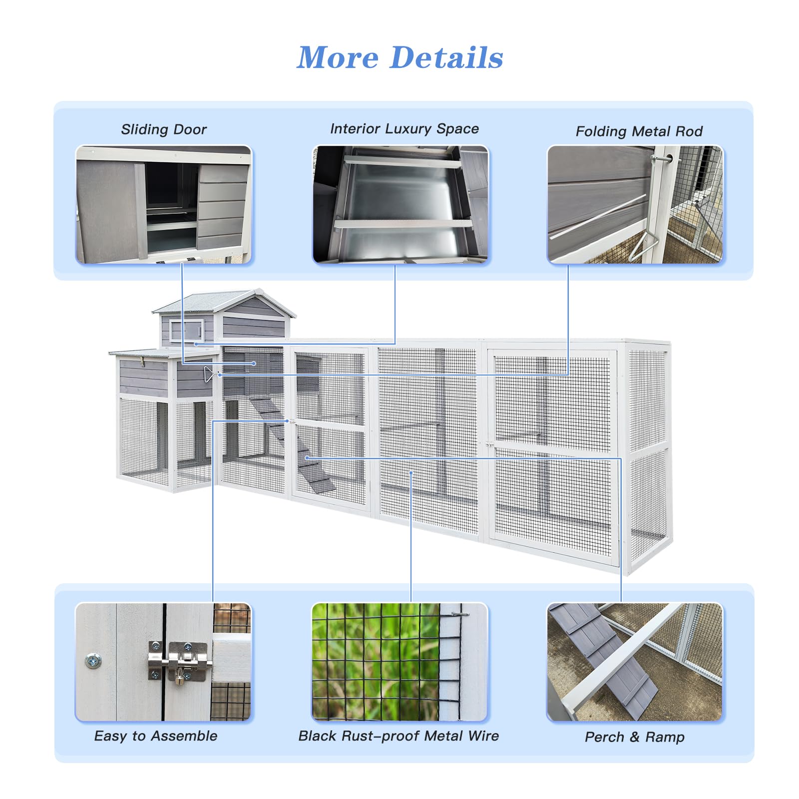150" Large Chicken Coop for 6-10 Chickens, Outdoor Chicken House