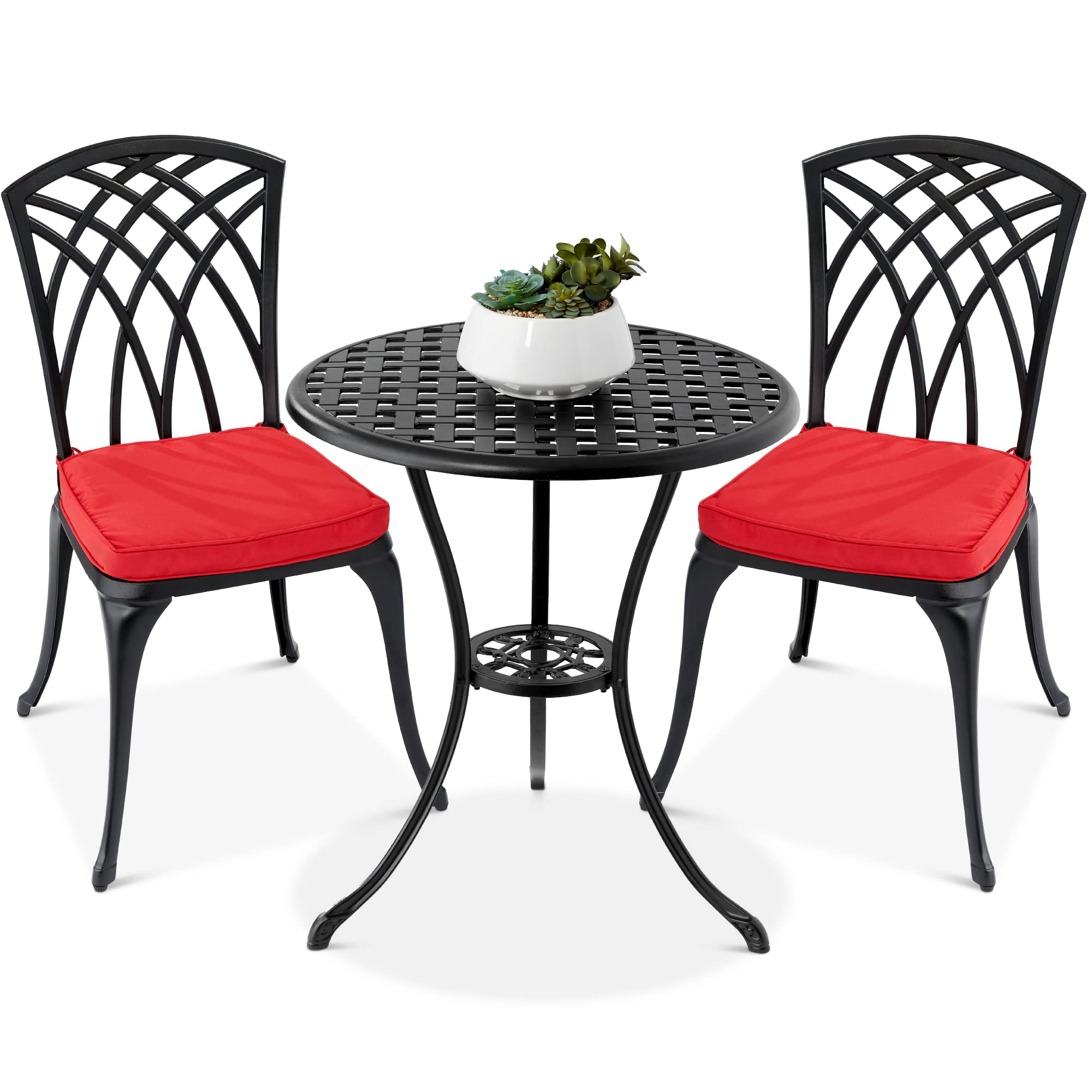 3-Piece Bistro Set, Aluminum Outdoor Dining Furniture Set for Patio
