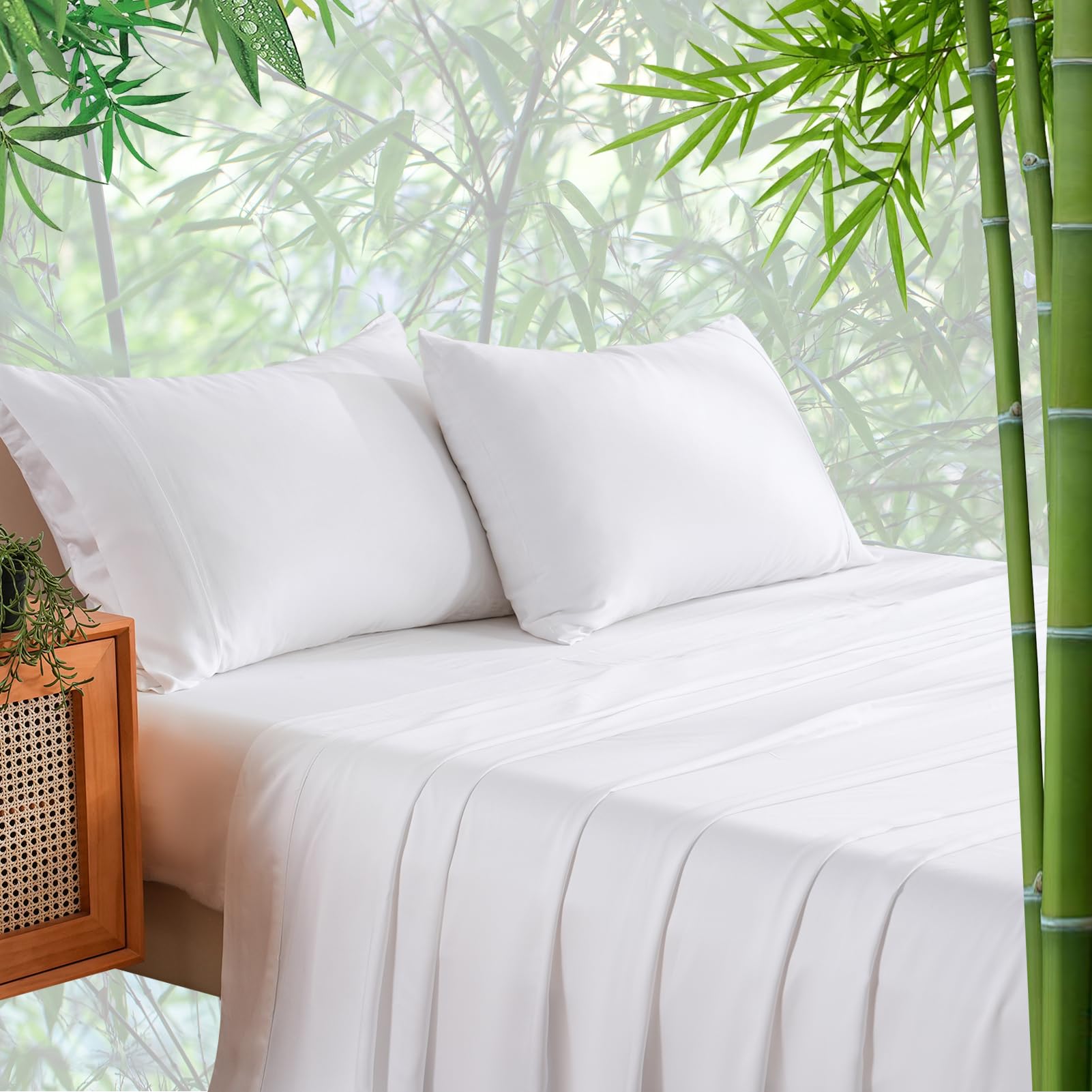 King Size Sheet Set Cooling Sheets Rayon Derived from Bamboo-400TC