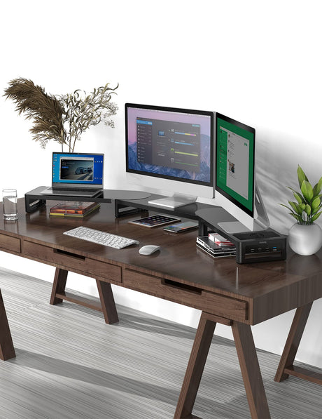 Monitor Stand with Wireless Charging and 4 USB Ports, Steel Monitor Stands for 3 Monitors