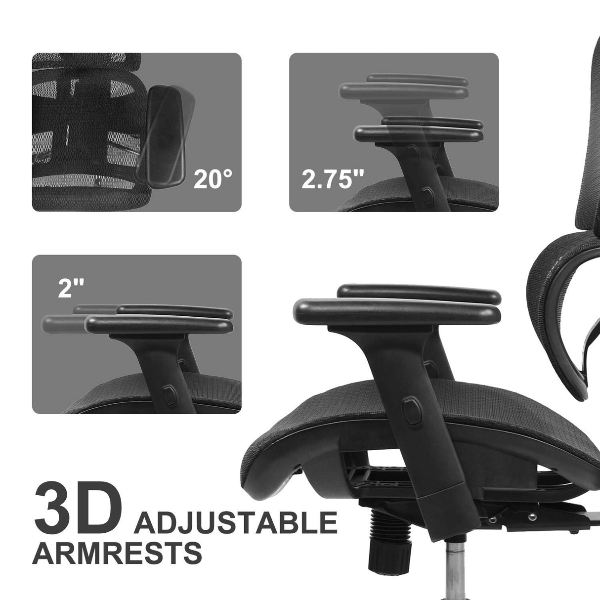 Office Chair, High Back Mesh Chair Computer Desk Chair with Lumbar Support and 3D