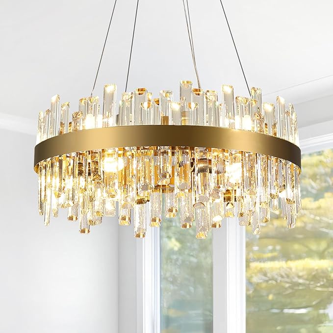 Luxury Modern Crystal Chandelier, L40'' Dining Room Chandelier Over Table