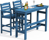 Outdoor Bar Table and Chairs Set, Adirondack Bar Chairs Set of 2 and Bar Height Table