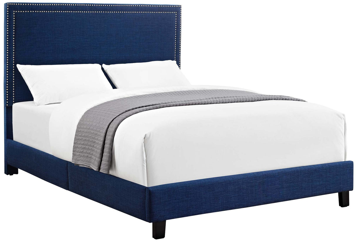 Grace Upholstered Queen Platform Bed, Blue