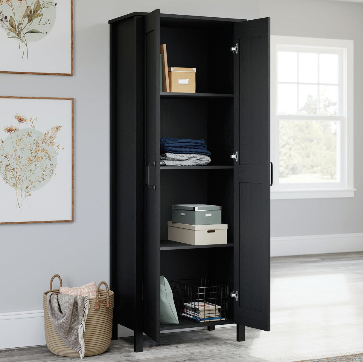 Tall Corner Cabinet, Bathroom Storage Cabinet with 2 Doors and 4 Adjustable Shelves