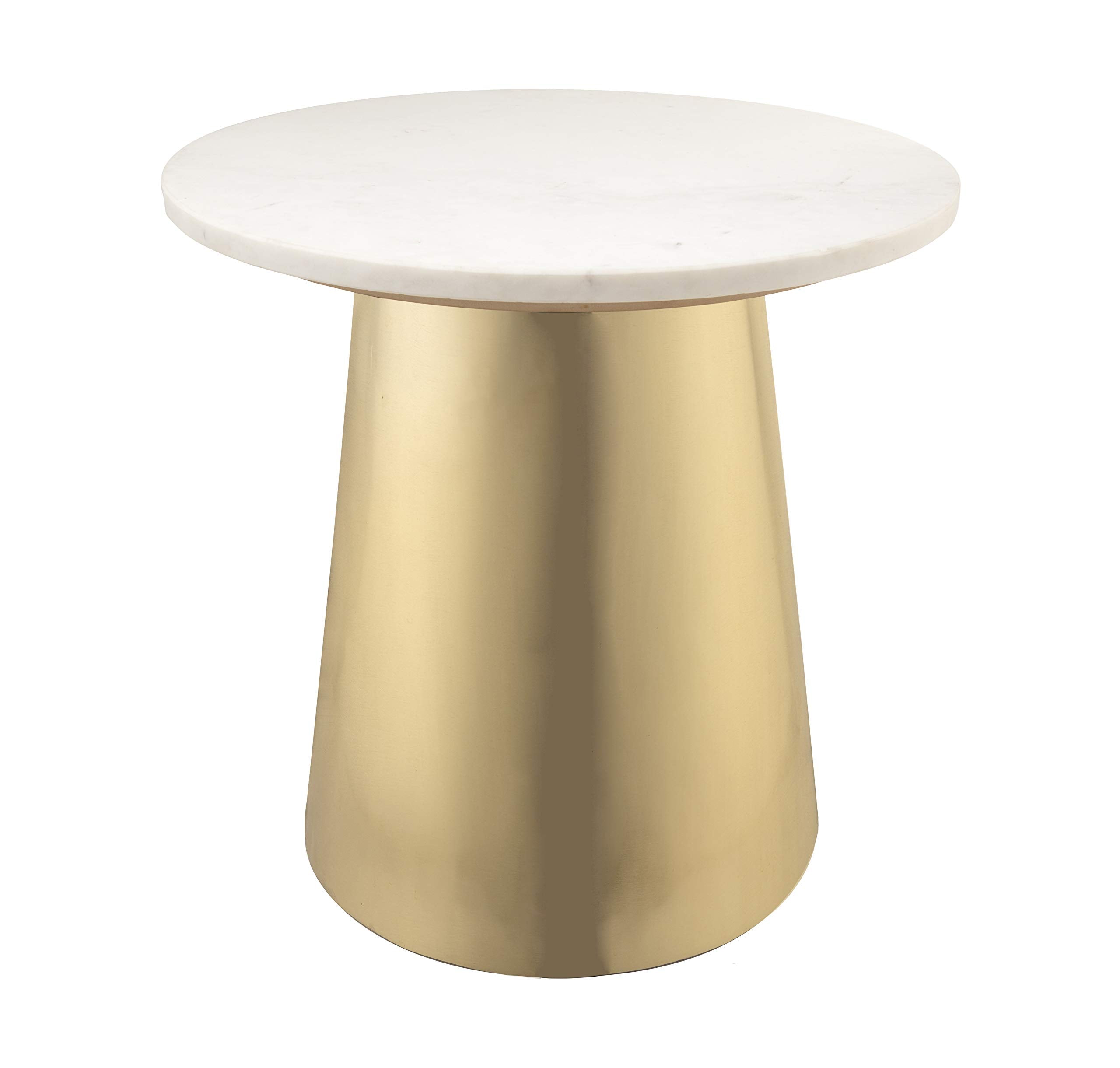 Bleeker Modern Marble Side Table, 20", Gold, White