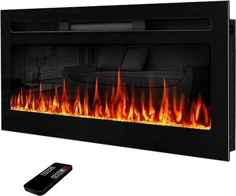 60" Electric Fireplace Inserts, Wall Mounted or Recessed Inserts