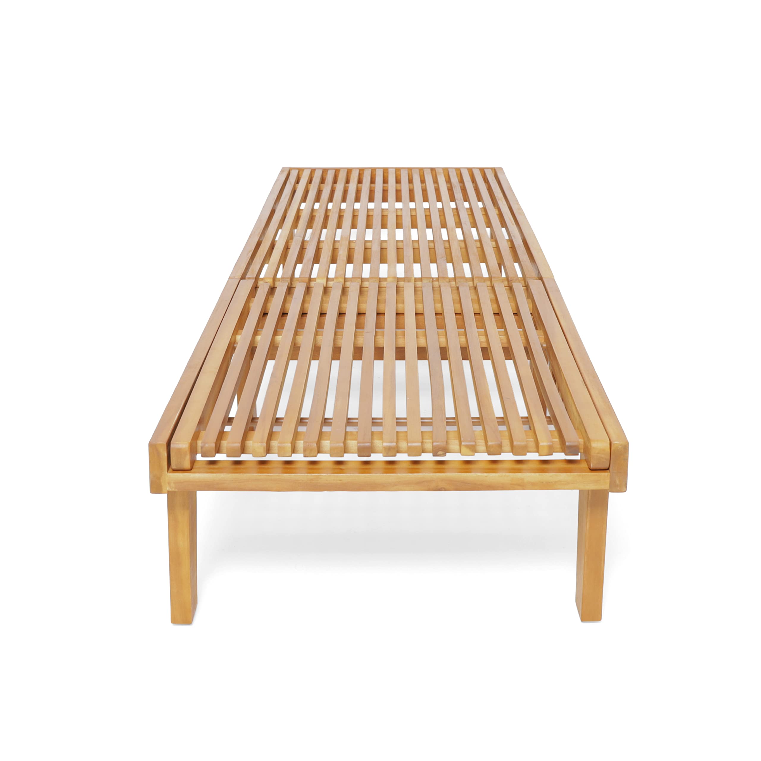 Vernon Outdoor Acacia Wood Chaise Lounge Set, Teak Finish