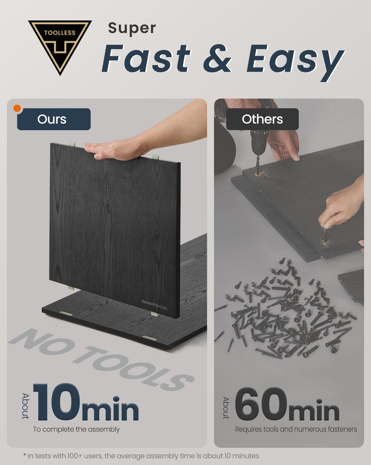 72-Inch TV Stand with Storage - Toolless Assembly Entertainment Center