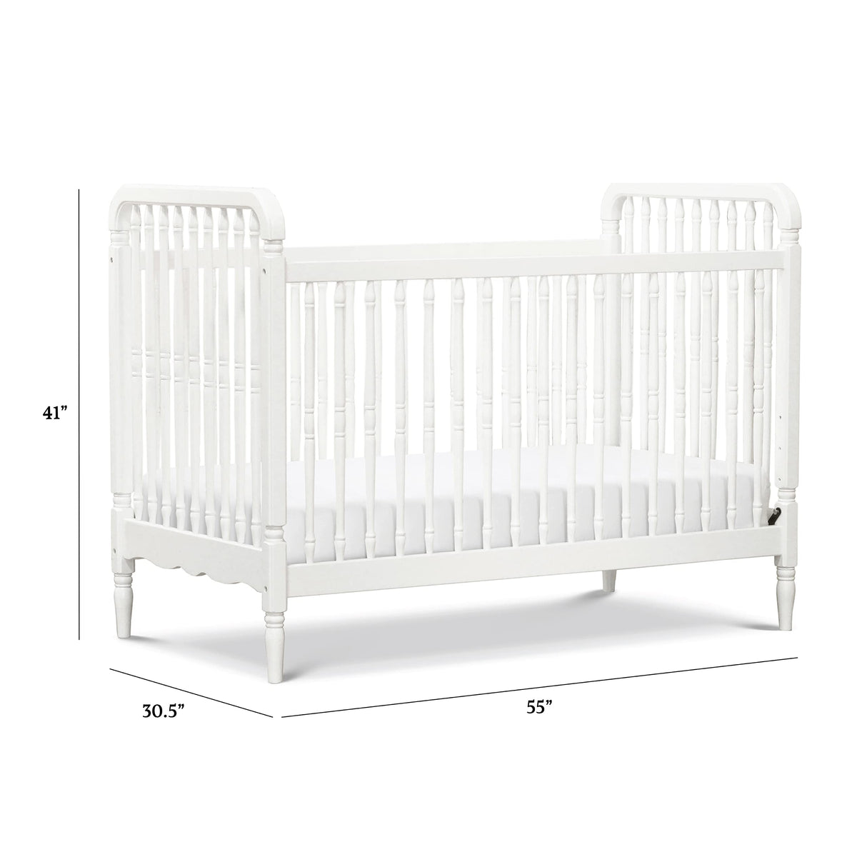 Liberty 3-in-1 Convertible Spindle Crib with Toddler Bed Conversion Kit in White,