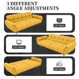 saows Futon Sofa Bed, Convertible 76.77" Modern Linen Futon Couch, Comfy Sleeper Sofa with Adjustable Backrests, Couch Bed for Small Spaces, Living Room, Bedroom, Apartment, Yellow