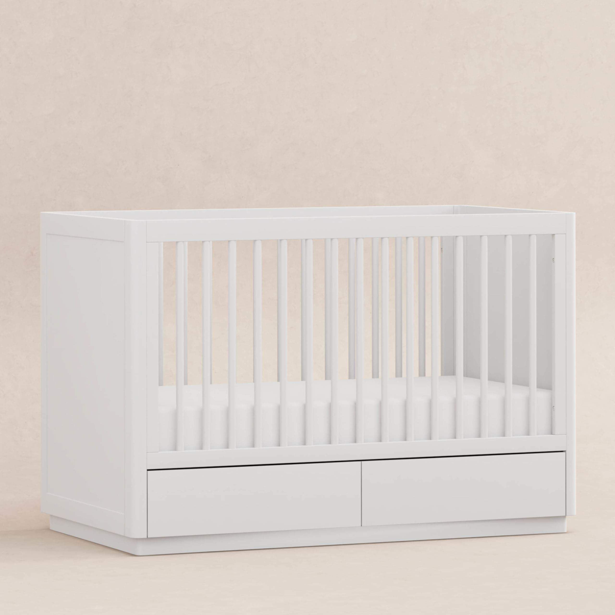 Bento 3-in-1 Convertible Storage Crib with Toddler Bed Conversion Kit in White