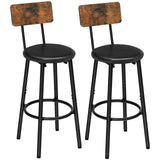 Bar Stools, Set of 2 Bar Stools with PU Upholstered, Bar Chairs with Footrest and Back