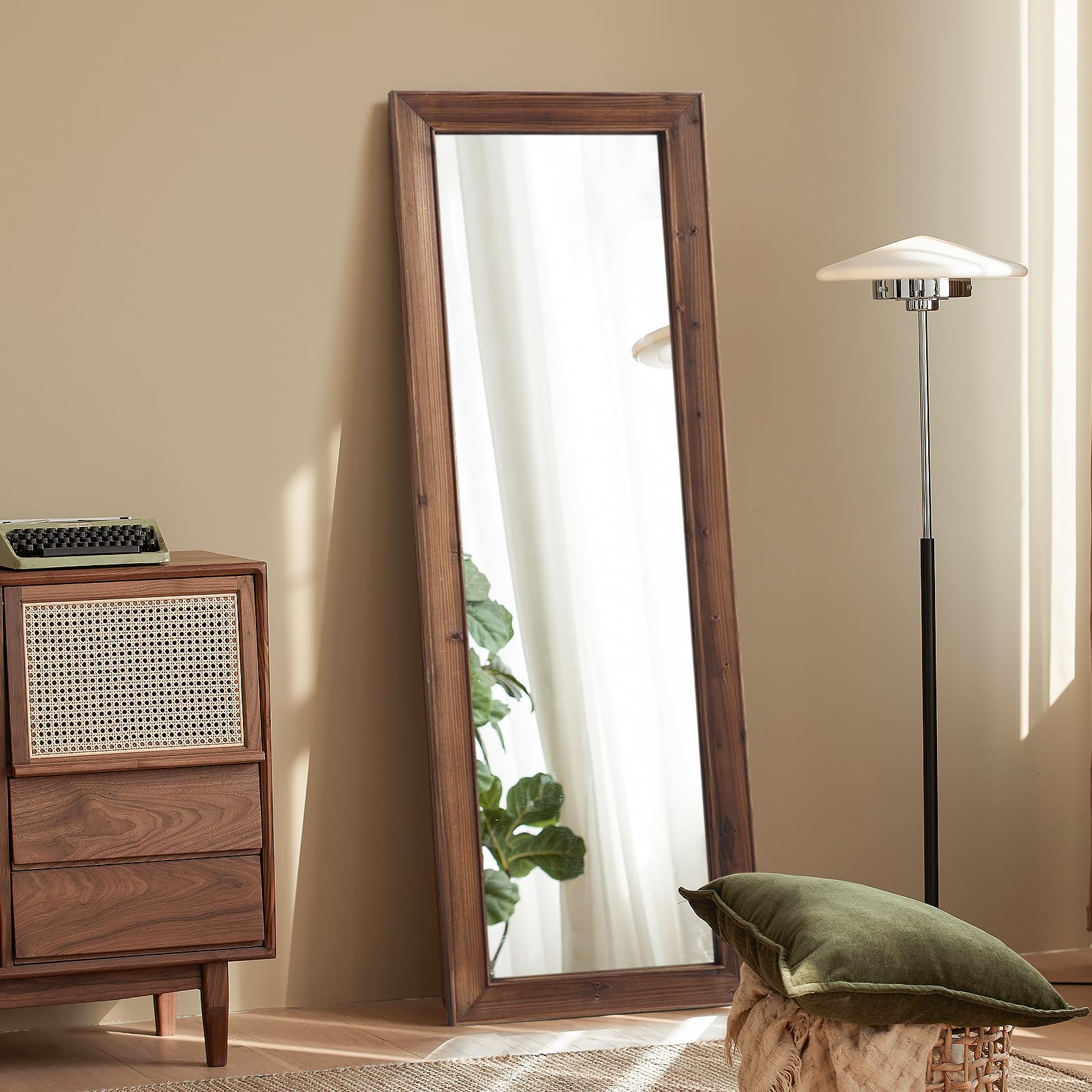 Farmhouse Standing Mirror Full Length 64x21 Rustic Wood Frame