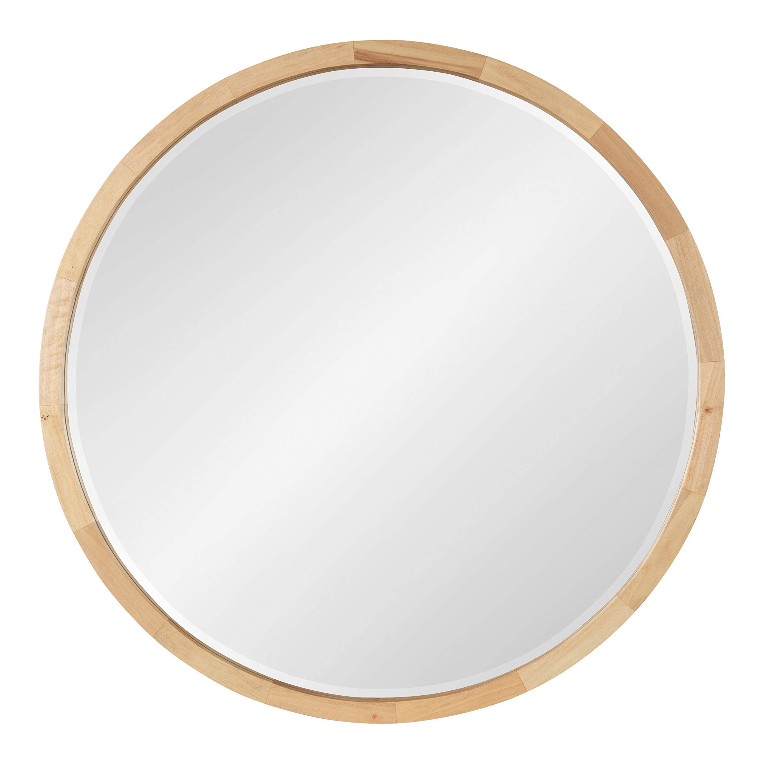 McLean Mid-Century Wood Framed Wall Mirror, 24 inch Diameter