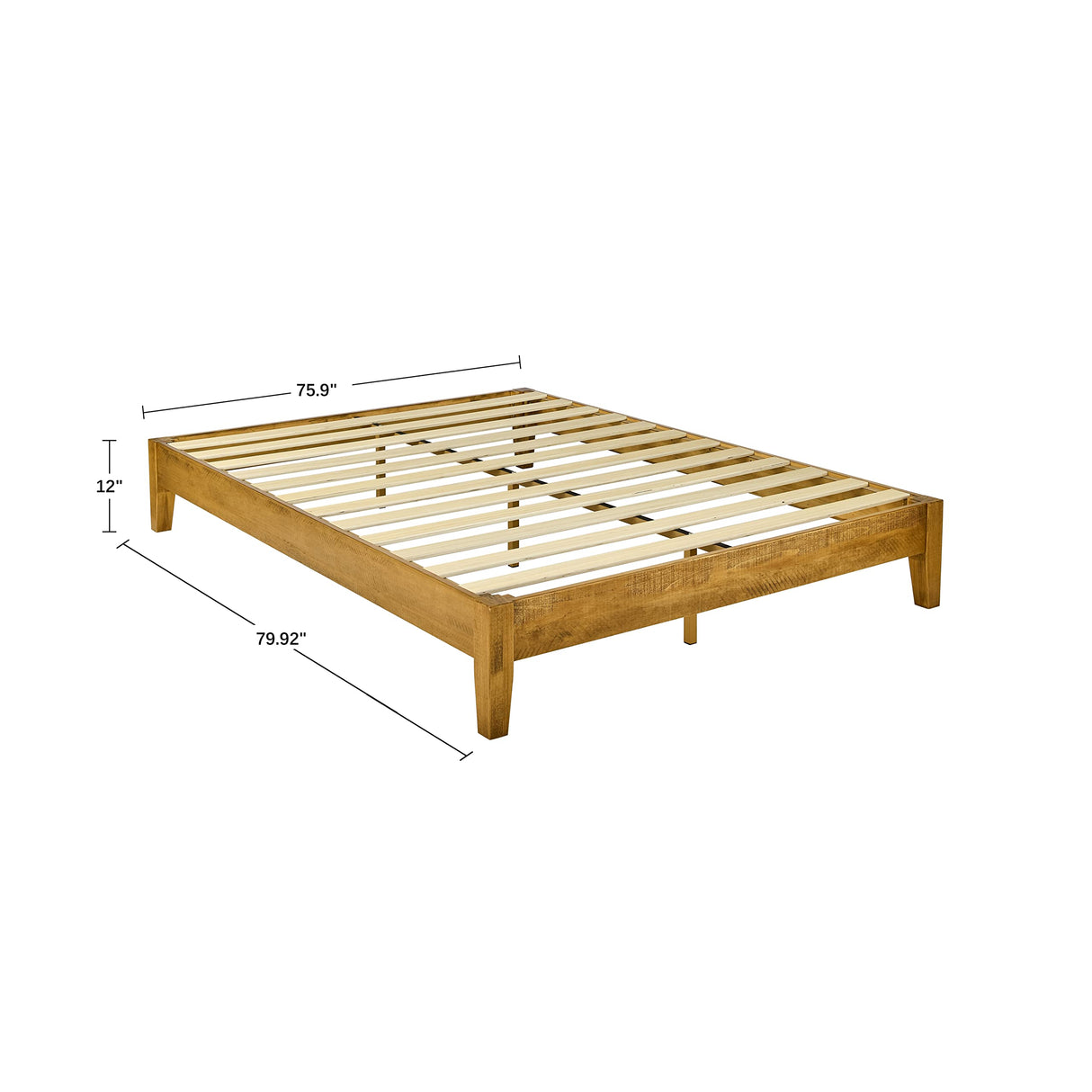 Mid-Century Wood Platform Bed Frame,No Box Spring Needed,Strong Wood Slat Support