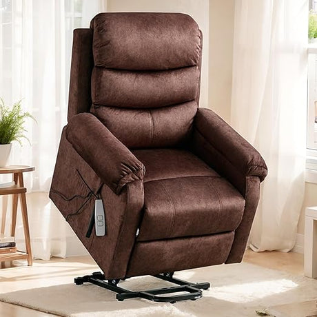 Power Lift Recliner Chair, Linen Fabric Lift Chair for Elderly with Massage & Heat, Electric