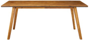 Paul Outdoor 71" Acacia Wood Dining Table, Teak Finish, Rustic Metal