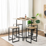 5 Piece Dining Table Set, Industrial Kitchen Table Set w/ 4 Stools,