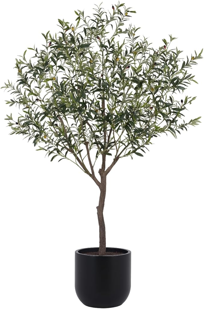 Olive Topiary Tree, Premium Handmade Artificial Indoor Plant Stands 34” Tall
