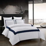 Hotel Duvet Cover Set Queen Size 3Pcs Microfiber Black Line Pattern Bedding