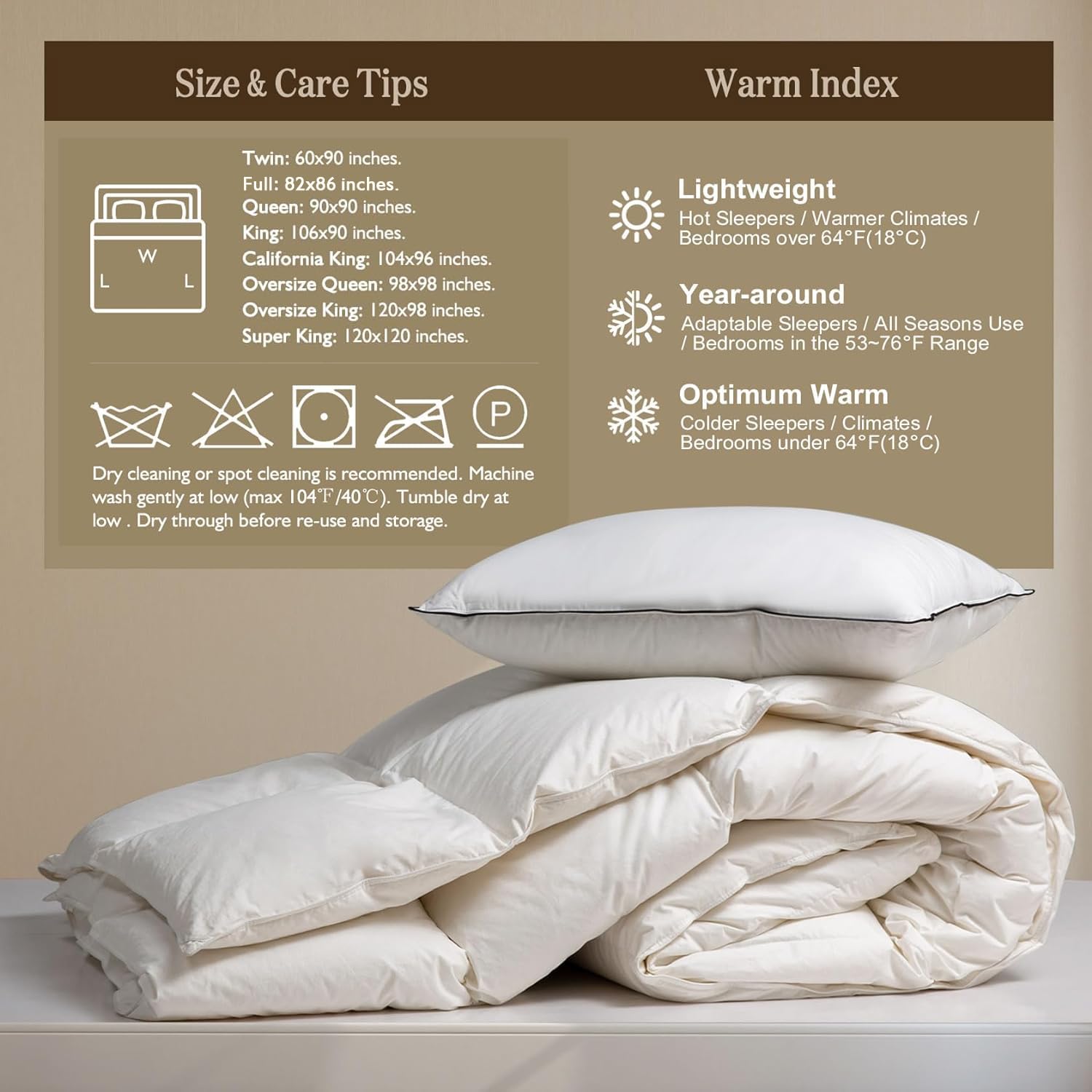 Organic Down Comforter King Size Fluffy Duvet Insert for All-Season | Hotel Luxury 100%