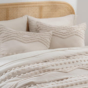 EVERGRACE King Size Comforter Set 7 Pieces Bed in a Bag for College Dorm, Beige Tufted Shabby Chic Boho Comforter and Sheet Set with Pom Pom Textured, Soft Fluffy Farmhouse Complete Bedding Set