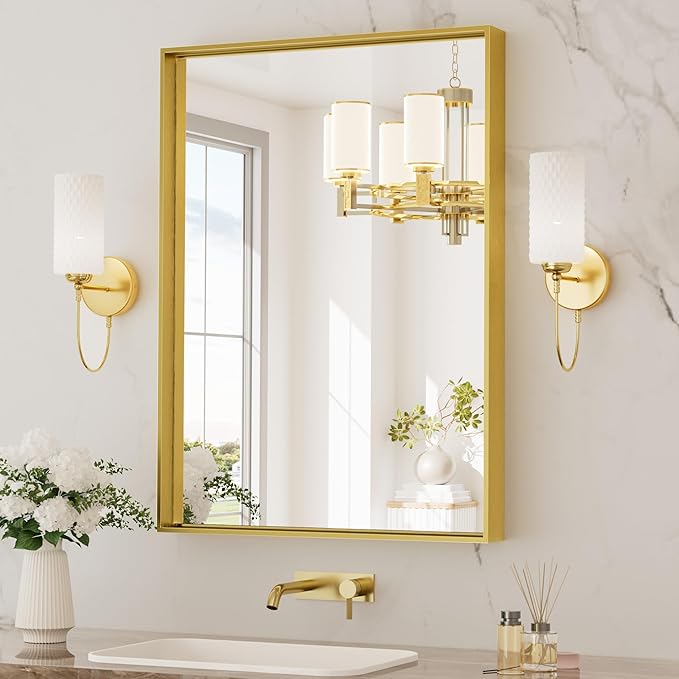Bathroom Mirror for Over Sink Black Rectangle Metal Framed Bathroom