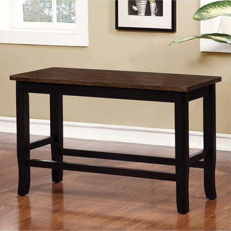 Wooden Counter Height Bench, Brown and Black