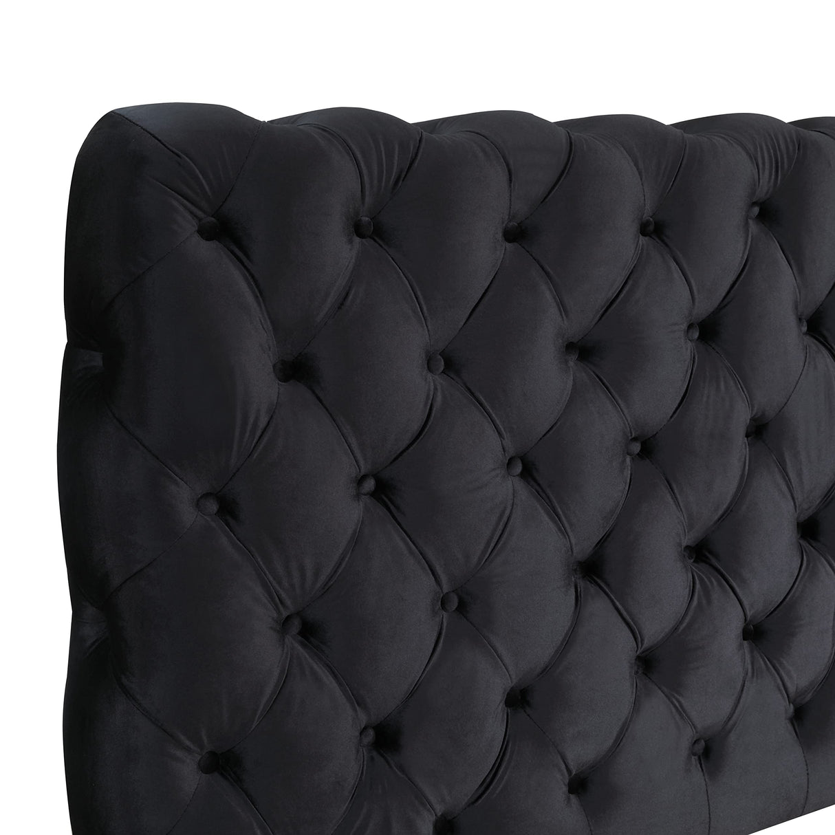 Roundhill Furniture Apoera Velvet Upholstered Button Tufted Bed, Queen (U.S. Standard), Black