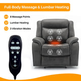 Leather Massage Recliner Chair with Heat Vibration and Overstuffed Arm