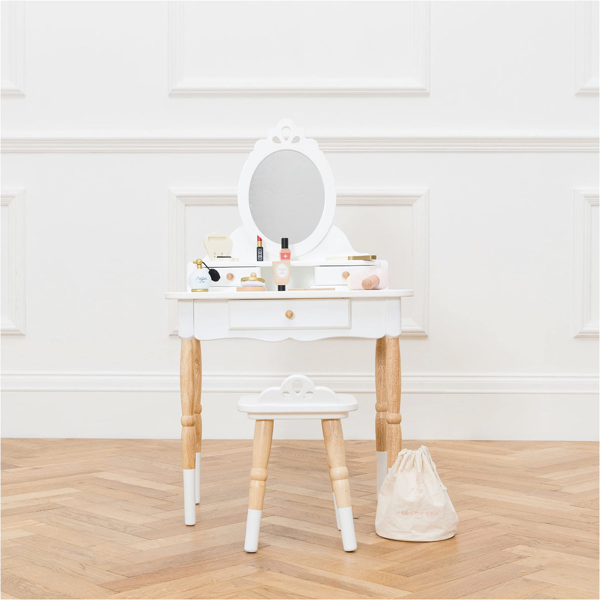 Wooden Vanity Table with Vanity Mirror and Vanity Chair - Bedroom Furniture