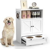 Dog Feeding Station with Storage Cabinet & 2 Raised Bowls