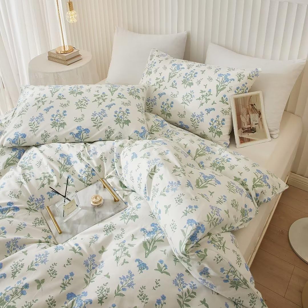 White Floral Duvet Cover King 100% Cotton Floral Printed Duvet Cover Set Botanical