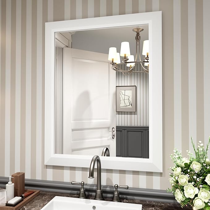 Bathroom Mirror Silver, Thick Metal Framed Wall Mirrors