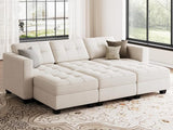 Modular Sectional Sleeper Sofa with Storage Velvet Sectional Couch with Chaise and Ottomans 6